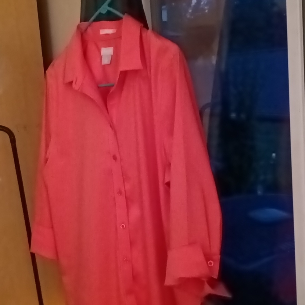 Bright orange blouse  Chico’s  Three Quarter sleeve with cuff. Top.
